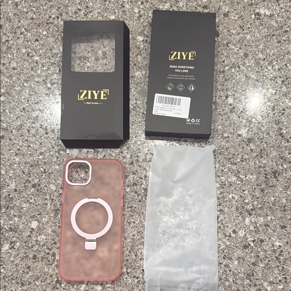 Pink Phone Case with Magnetic Ring IPhone 15 Pro Max
